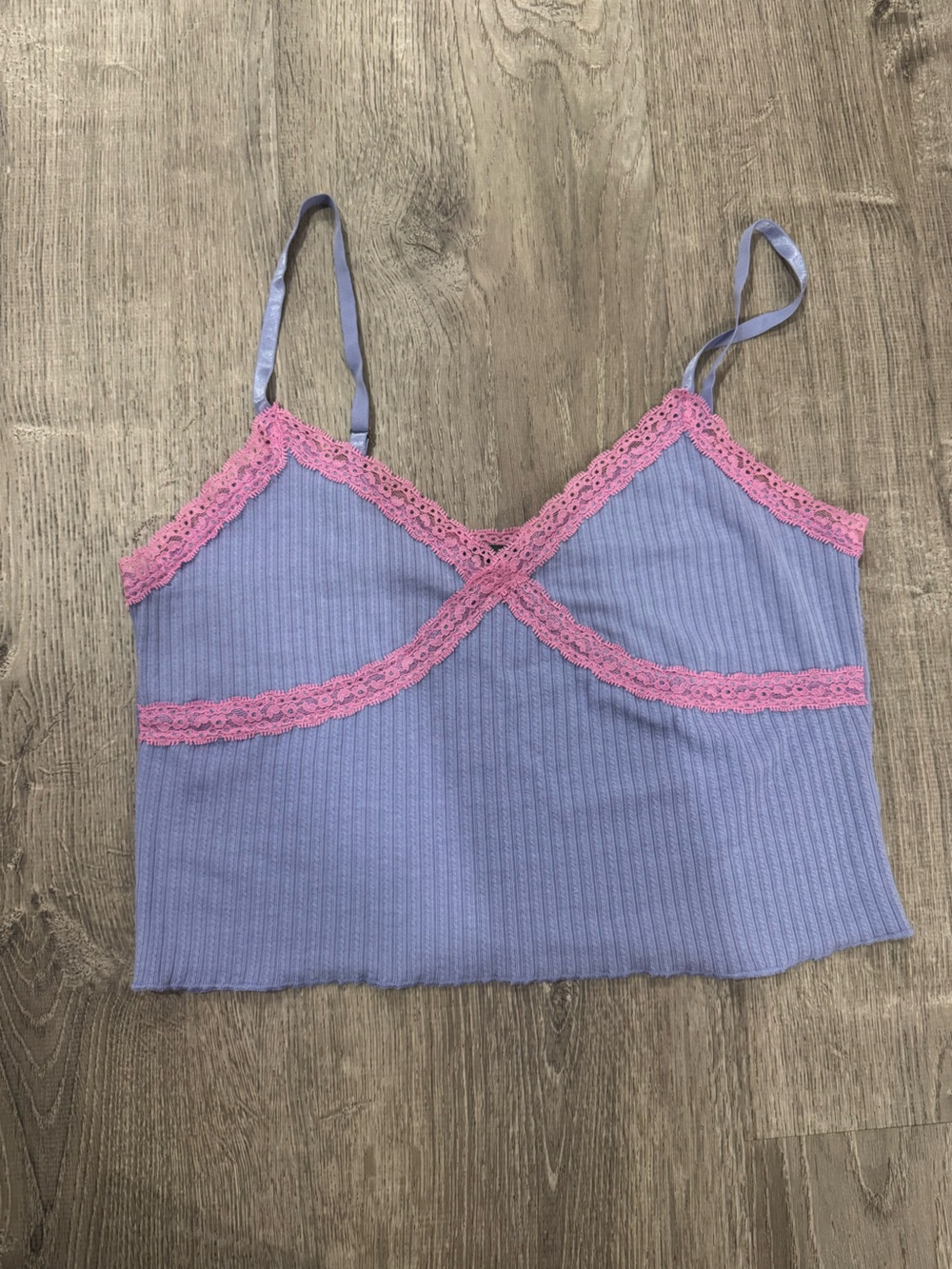 Ribbed Lace-Trim Cami
